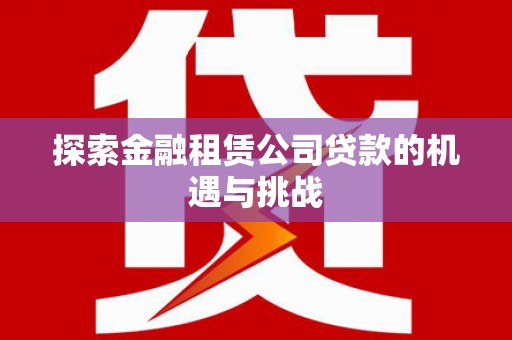 南乐探索金融租赁公司贷款的机遇与挑战