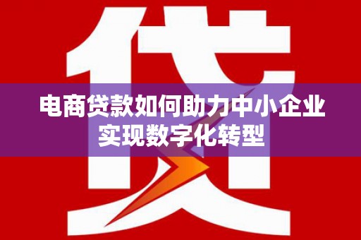南乐电商贷款如何助力中小企业实现数字化转型