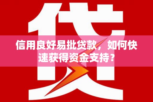 南乐信用良好易批贷款，如何快速获得资金支持？