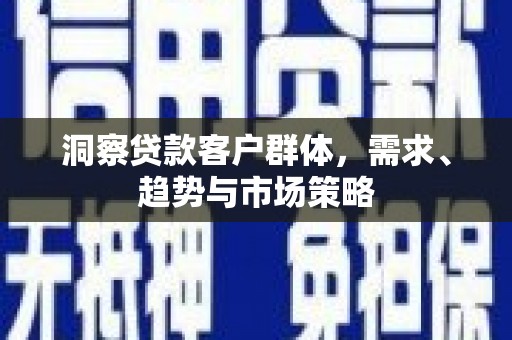 南乐洞察贷款客户群体，需求、趋势与市场策略