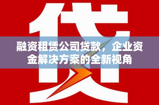 南乐融资租赁公司贷款，企业资金解决方案的全新视角