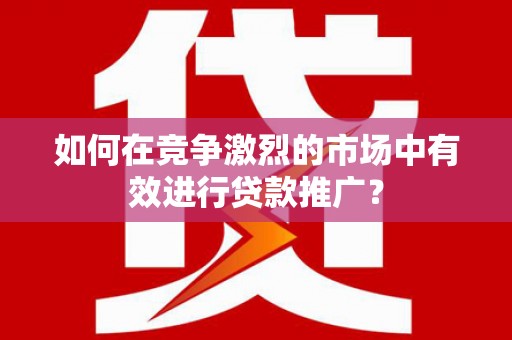 南乐如何在竞争激烈的市场中有效进行贷款推广？