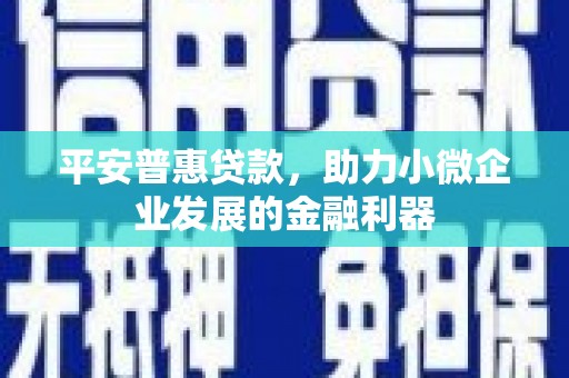 南乐平安普惠贷款，助力小微企业发展的金融利器