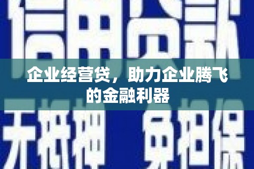 南乐企业经营贷，助力企业腾飞的金融利器