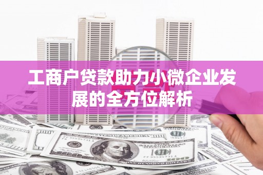 南乐工商户贷款助力小微企业发展的全方位解析