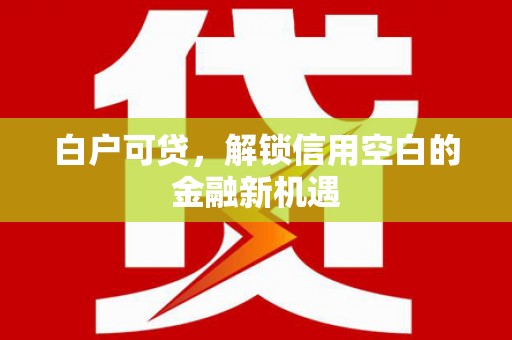 南乐白户可贷，解锁信用空白的金融新机遇