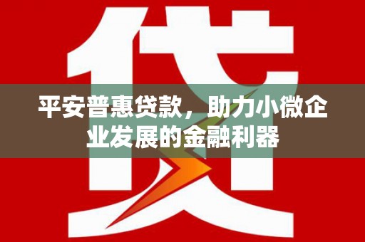 南乐平安普惠贷款，助力小微企业发展的金融利器