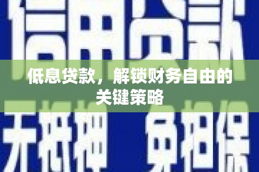 南乐低息贷款，解锁财务自由的关键策略